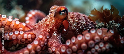 Fotografia Eggs of the red octopus species, Octopus rubescens.