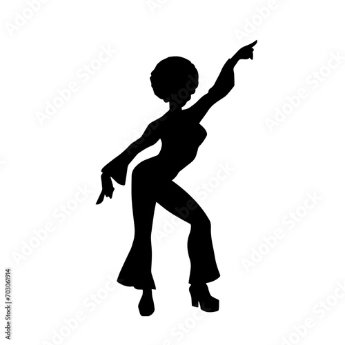 Silhouette of a slim female in dance pose. Silhouette of a woman dancing.