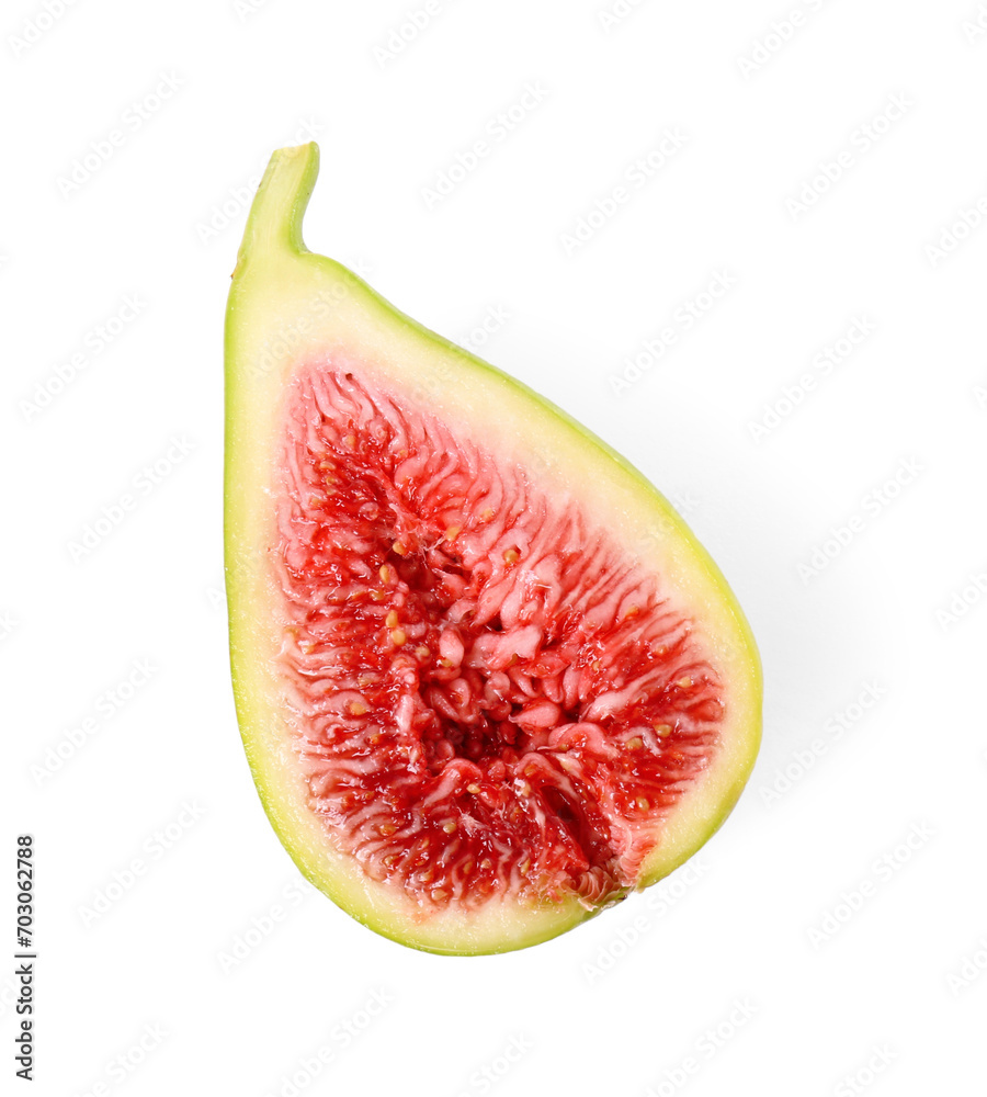 Half of fresh green fig isolated on white, top view Half of fresh green fig isolated on white, top view