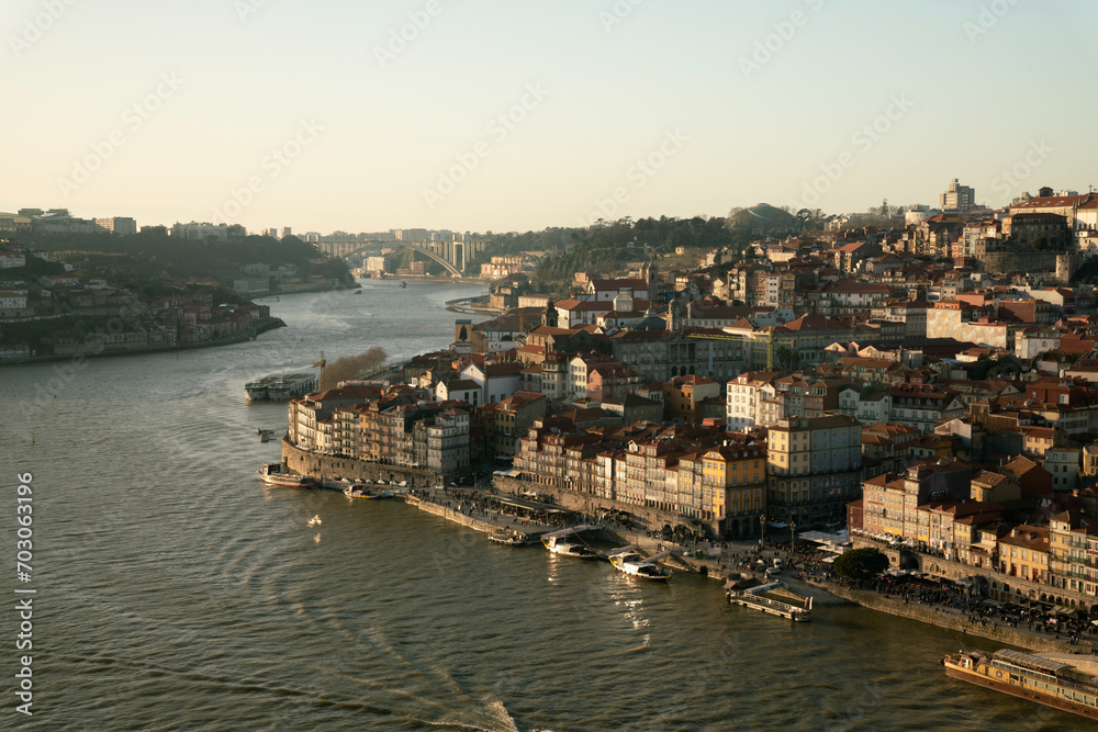 Porto Riverside Sunset, Douro River, Ponte da Arrábida, Porto Skyline