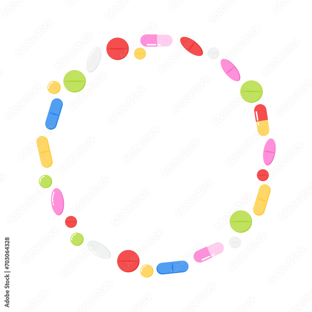 Line circle medical drugs pills and capsules decoration vector illustration Line circle medical drugs pills and capsules decoration vector illustration