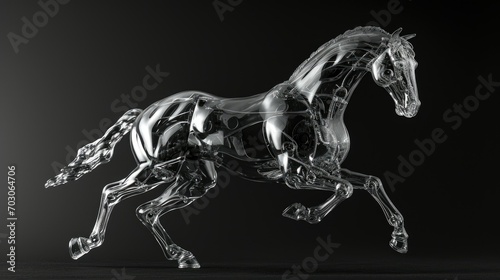 mechanical horse galloping, transparent, ball-jointed doll 