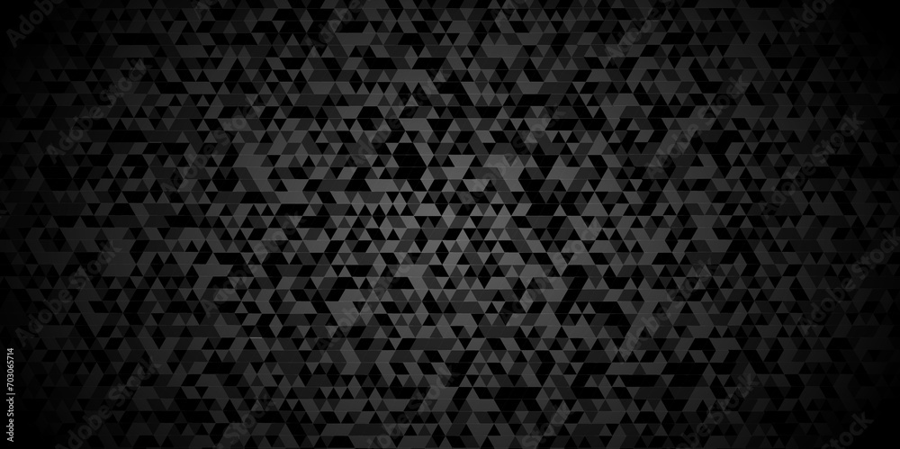 Abstract Black and gray square triangle tiles pattern mosaic background. Modern seamless geometric dark black pattern low polygon and lines Geometric print composed of triangles.