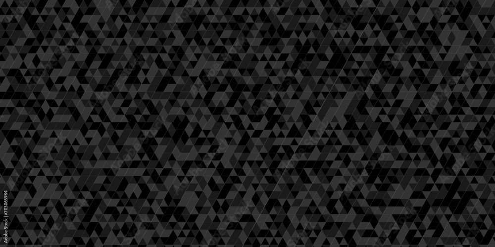 Abstract Black and gray square triangle tiles pattern mosaic background. Modern seamless geometric dark black pattern low polygon and lines Geometric print composed of triangles.