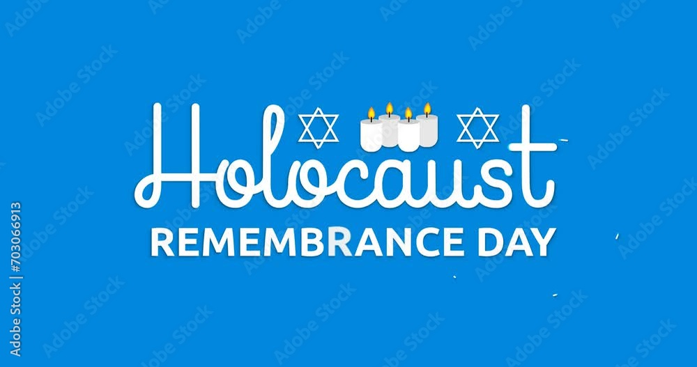 Holocaust Remembrance Day text animation with alpha channel. Modern handwritten calligraphy with monoline style. Great for celebrations and events. Transparent background, easy to put into any video Holocaust Remembrance Day text animation with alpha channel. Modern handwritten calligraphy with monoline style. Great for celebrations and events. Transparent background, easy to put into any video