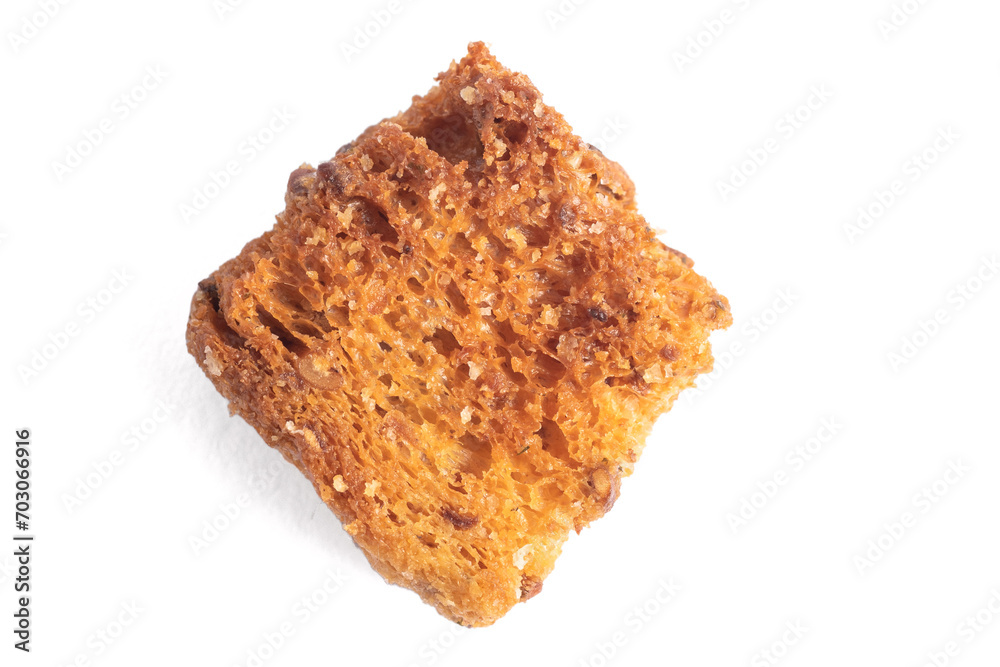 Heaps of delicious crispy fried croutons isolated on white, set Heaps of delicious crispy fried croutons isolated on white, set