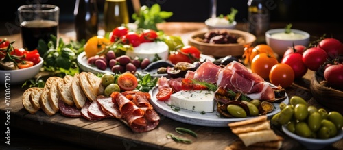 Mediterranean party featuring a variety of gourmet appetizers and drinks
