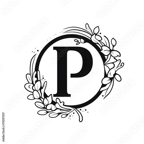 cute and adorable alphabet letter P with japanesse cartoon style character photo