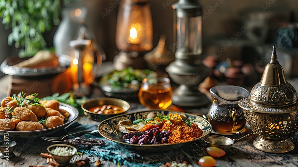 Fototapeta premium Traditional arabian food for iftaar food for ramadan, islamic festival