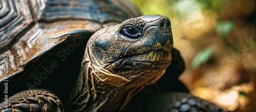 Seychelles Giant Tortoises, Aldabrachelys gigantea, in close-up. photo