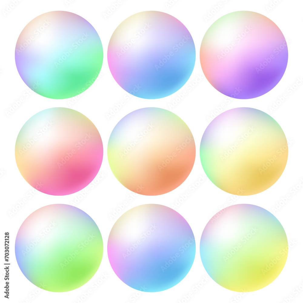 Vector modern holographic gradient set on white background