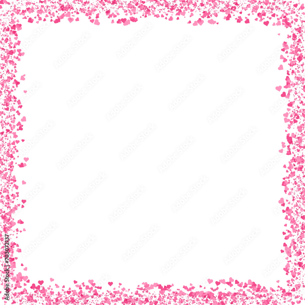 Vector pink heart frame for valentines day abstract love background