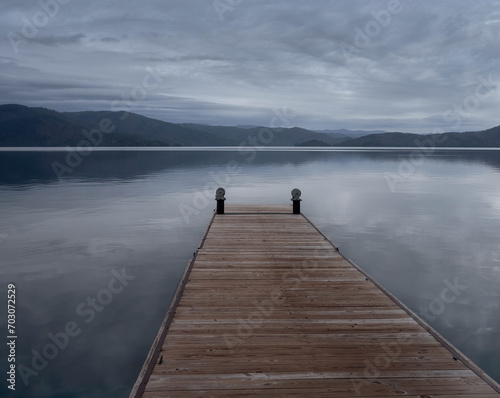 Scenic View of a dock on a winters day at Lake Jocasse, in Oconee Pickens - South Carolina