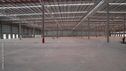 Internal video of an empty logistics warehouse