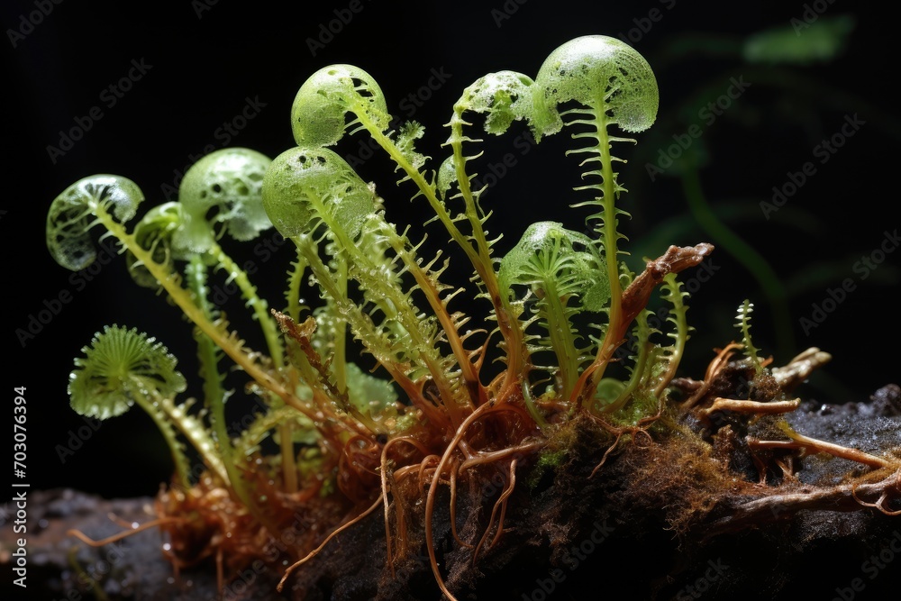 Fototapeta premium Fern prothalli displaying gametophyte structures.