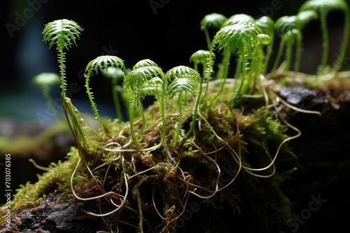 Fern prothalli displaying gametophyte structures. photo