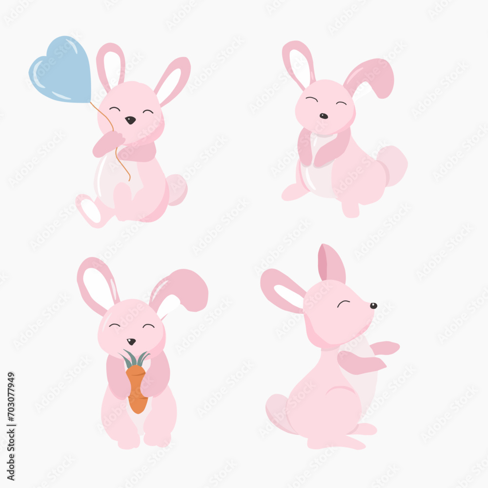 Cute Little Pink Bunny Illustration