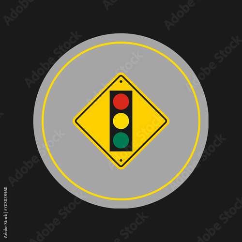 yellow warning sign on black
