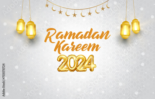 ramadan 2024 with islamic yellow and white background design