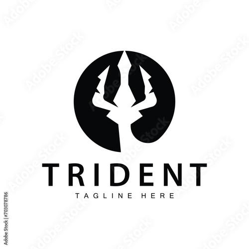 Trident logo design spear weapon vector sea king poseidon neptune symbol template