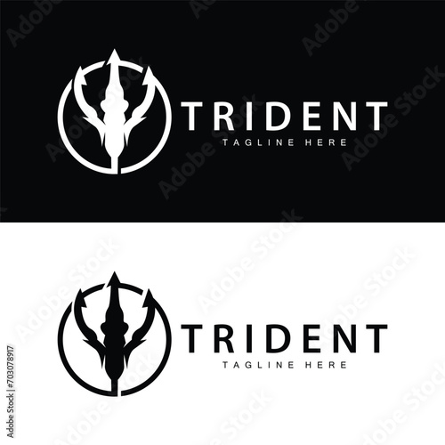 Trident logo design spear weapon vector sea king poseidon neptune symbol template