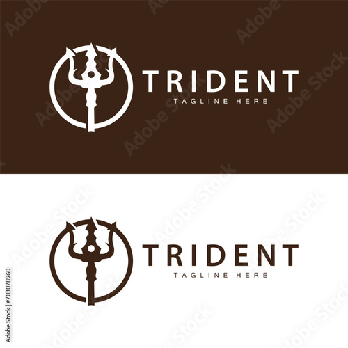 Trident logo design spear weapon vector sea king poseidon neptune symbol template