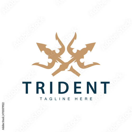 Trident logo design spear weapon vector sea king poseidon neptune symbol template