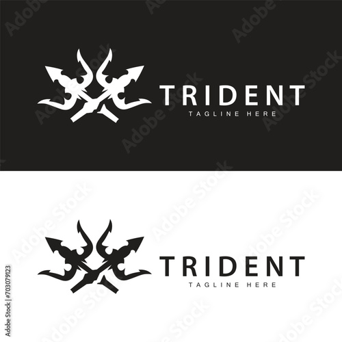 Trident logo design spear weapon vector sea king poseidon neptune symbol template