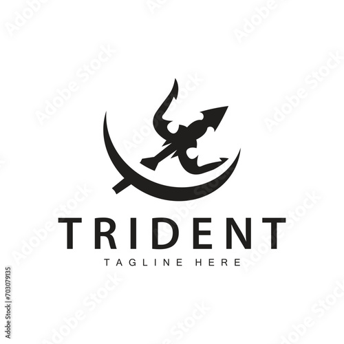 Trident logo design spear weapon vector sea king poseidon neptune symbol template