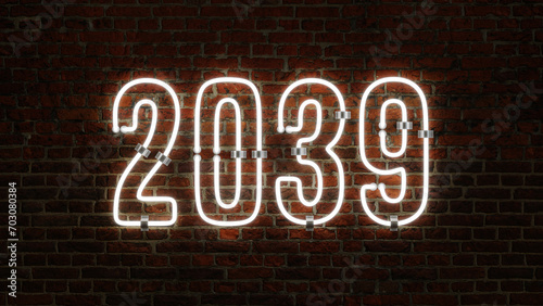 3D 2039 Happy New Year Neon Light