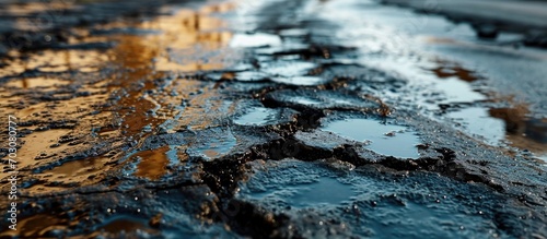 Tarmac affected by spilled oil.