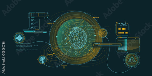 Exploration interface by sci-fi infographics.