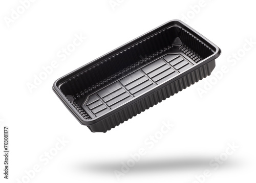 empty plastic food tray isolated on white background