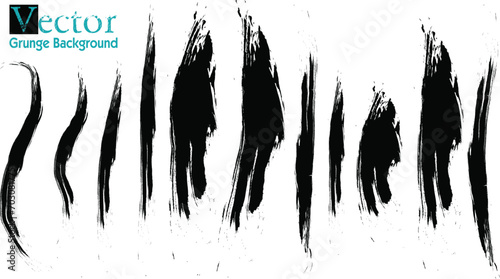 Vector paintbrush set, brush strokes templates. Vector set of grunge brush strokes. Black vector brush strokes collection. Black paint spots vector set, Big set of long texture of dry brush strokes