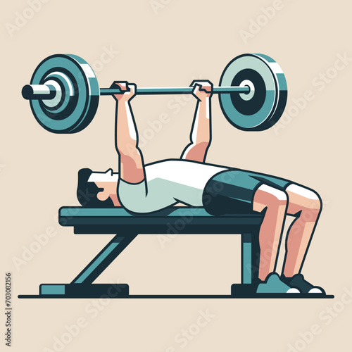 Illustration of a man doing bench press