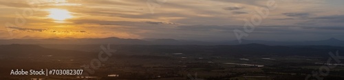 Panoramic sunset views from the Hang Glider Launch and Lookout, Tamborine Mountain in Queensland, Australia