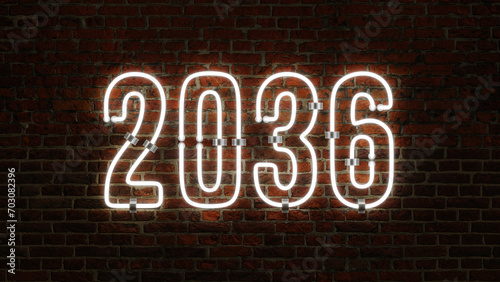 3D 2036 Happy New Year Neon Light