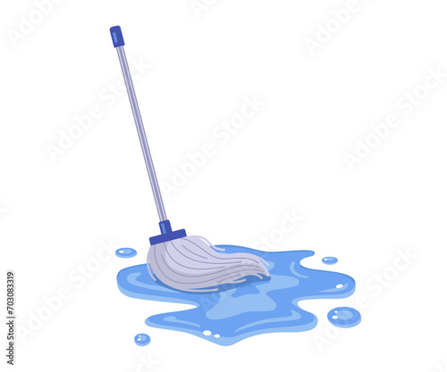 mop any spilled water. flat vector illustration.