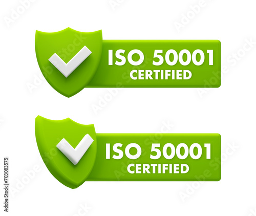 ISO 50001 Certified Badges - Energy Management Systems and Efficiency Standards Icons
