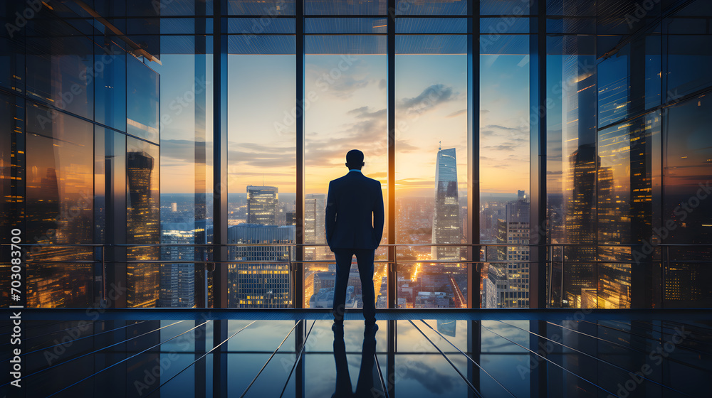 ceo watching a sunset in the financial sector