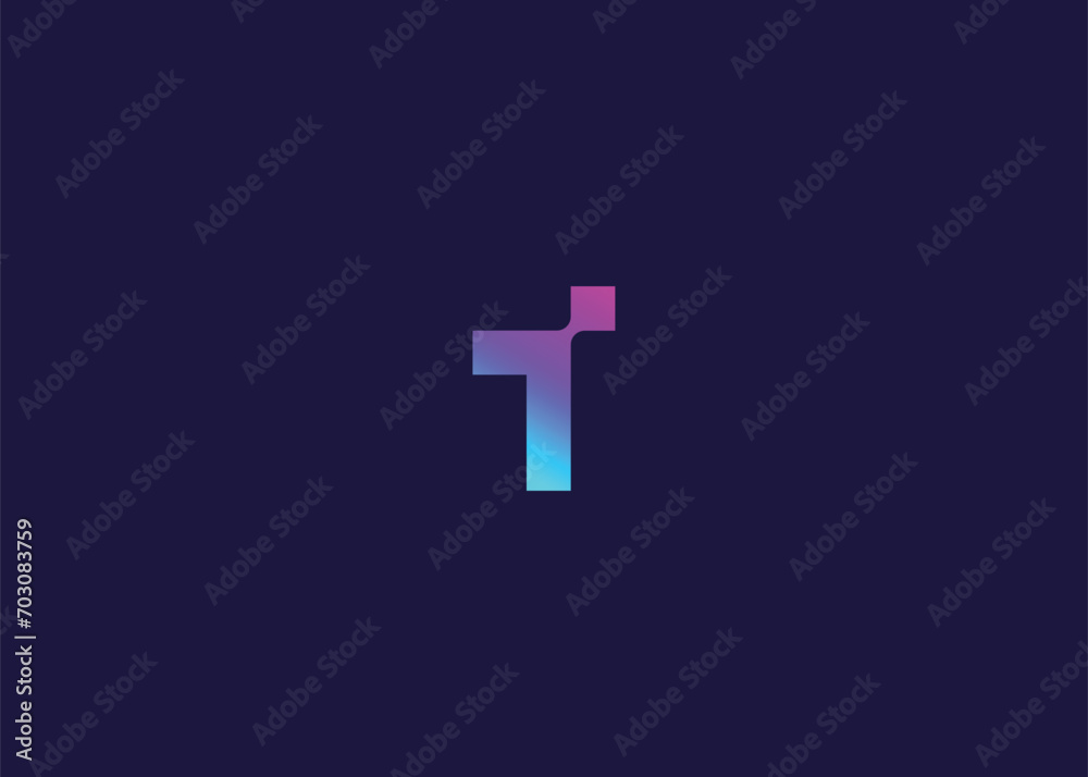 Obraz premium Letter T Technology vector monogram logo design template. Letter T molecule, Science and Bio technology Vector logo