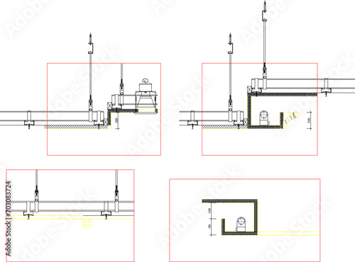 Vector design sketch illustration of ceiling detail with hangings and ornaments