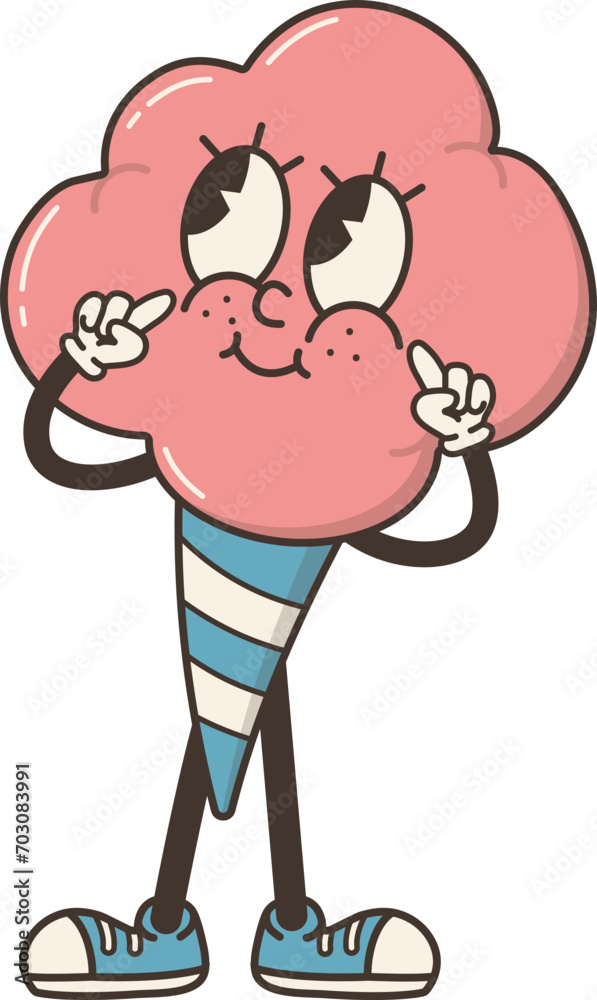 Obraz premium Cute Cotton Candy Funky Cartoon Character Retro Groovy Hippie