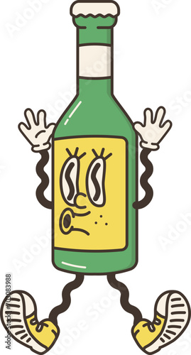 Drinking Bottle Funky Cartoon Character Retro Groovy Hippie photo