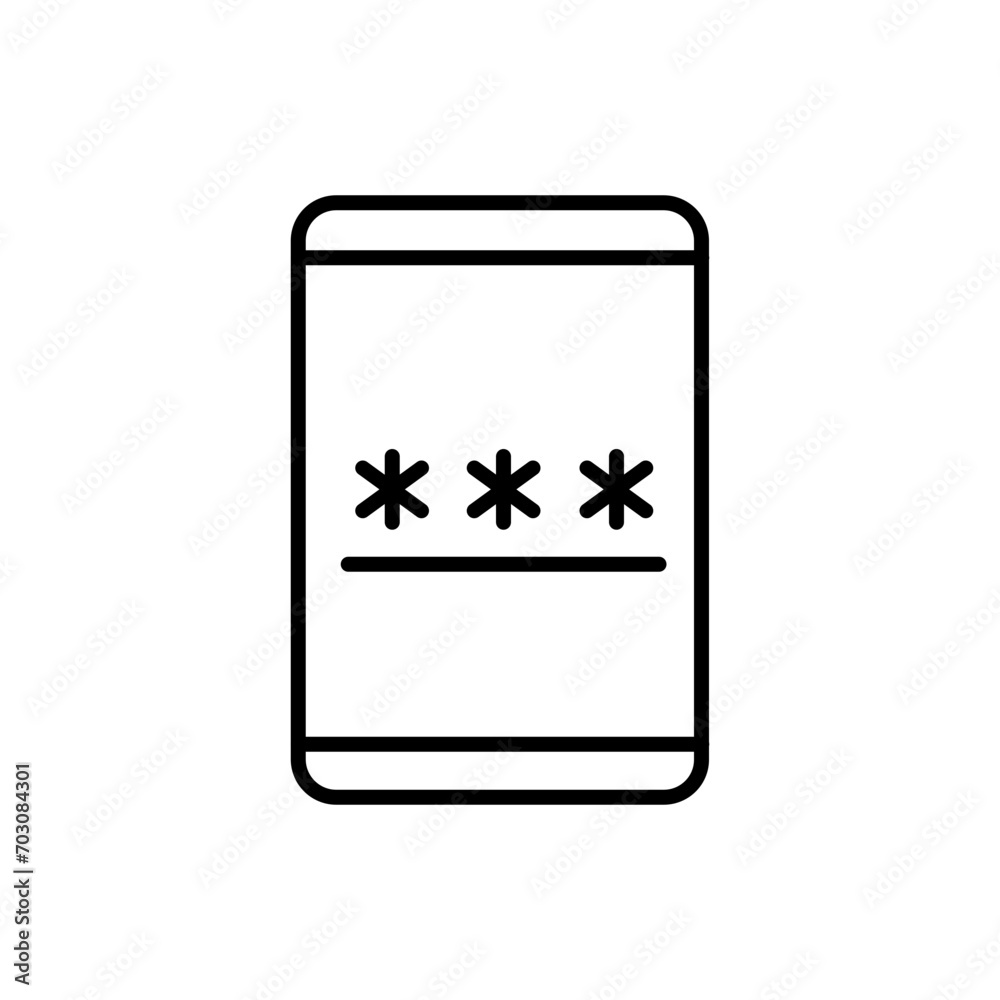 Mobile password outline icons, minimalist vector illustration ,simple transparent graphic element .Isolated on white background