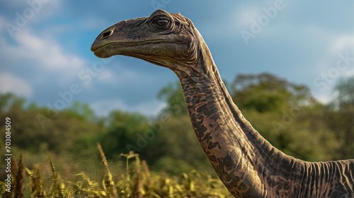A close up of a Brachiosaurus's graceful long neck