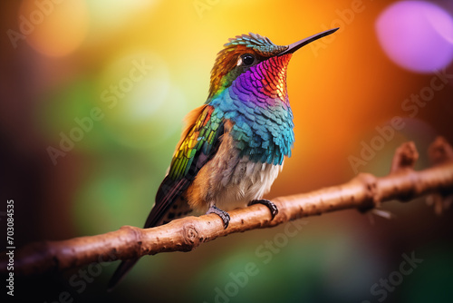 Vibrant Close-Up of a Colorful Hummingbird © Dmitry Rukhlenko