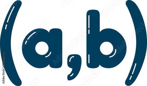 Cute Mathematic Open Interval Sign Symbol (a,b), Math Subject Education