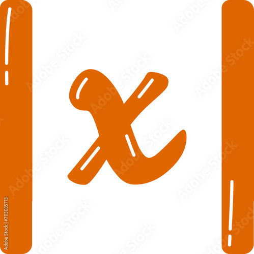 Cute Math Symbol Letter X with Vertical Bars |x|, Mathematics Subject Education