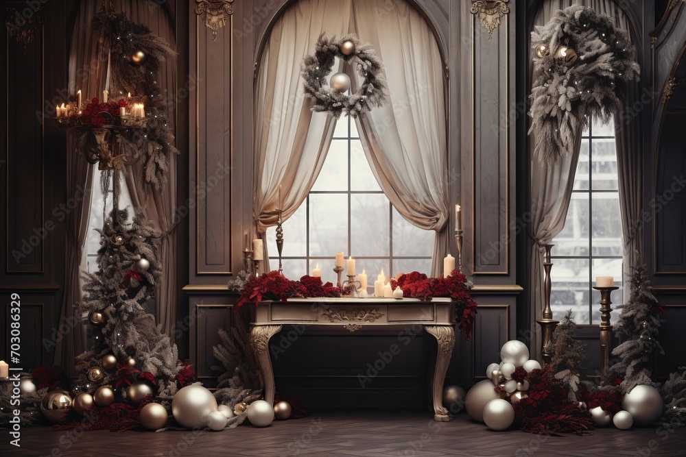 Elegant and timeless holiday decor against a backdrop ready for words